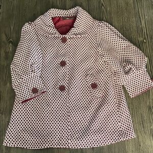 Anthropology-Hazel Burgundy and White coat